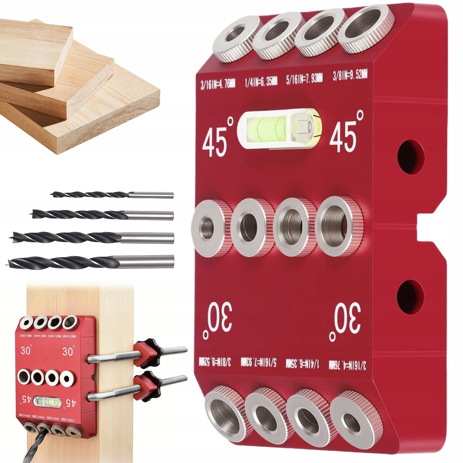 LIGHTWEIGHT POCKET HOLE DRILLING TOOL ANGLE JIG 3 IN 1