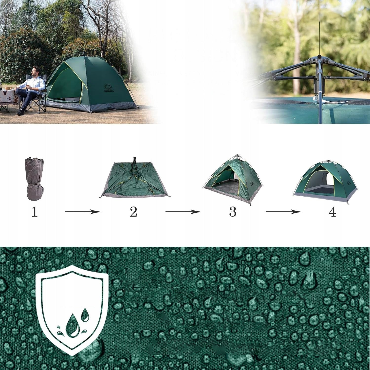 LIGHTWEIGHT SMALL DOUBLE HIKING CAMPING TENT WITH 2 DOORS GREEN Manufacturer code iwqytyuiowq