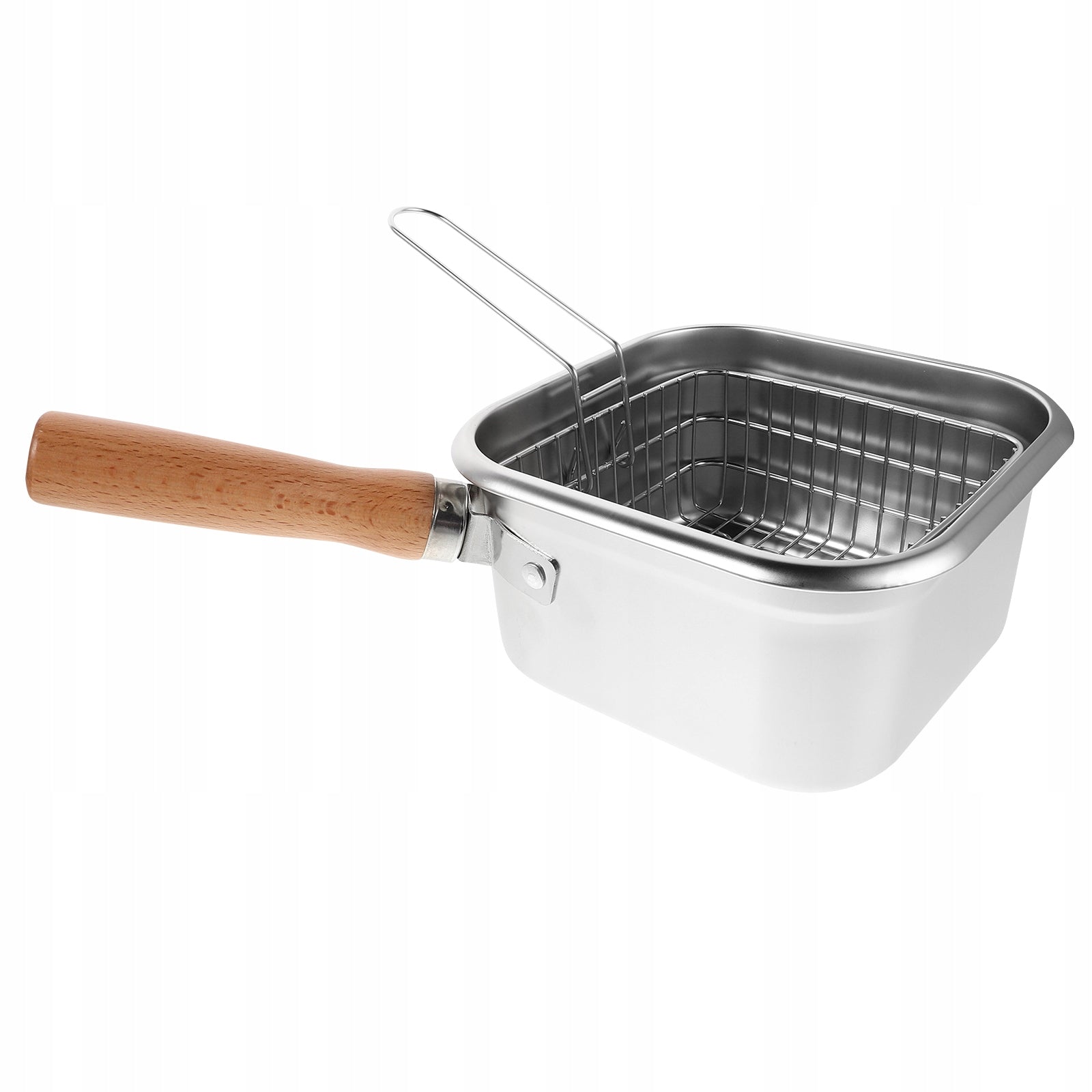 LIGHTWEIGHT STAINLESS STEEL FRYER POT WITH BASKET FOR FRYING AND BOILING