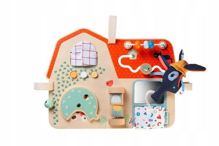 LILLIPUTIENS Wooden manipulation board for children Farm 9 m+