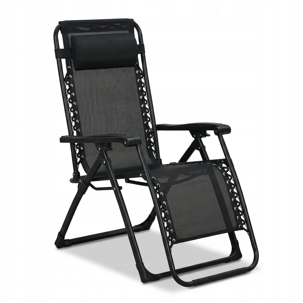 LINBOX XY-149 Beach Garden Sun Lounger Folding Adjustable Cushion 150kg Color black