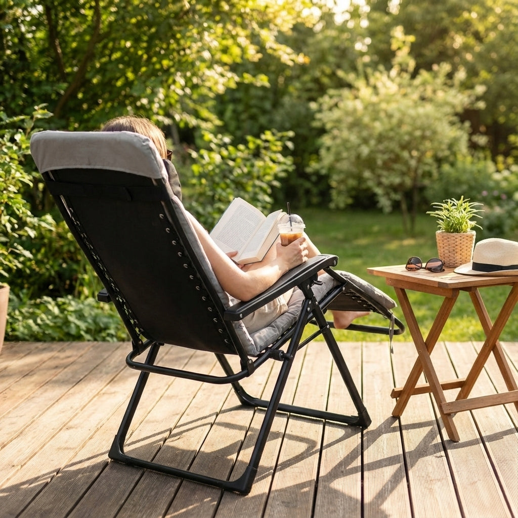 LINBOX XY-149 Beach Garden Sun Lounger Folding Adjustable Cushion 150kg Frame material metal
