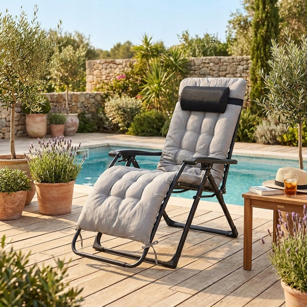 LINBOX XY-149 Beach Garden Sun Lounger Folding Adjustable Cushion 150kg Manufacturer code XY-149G