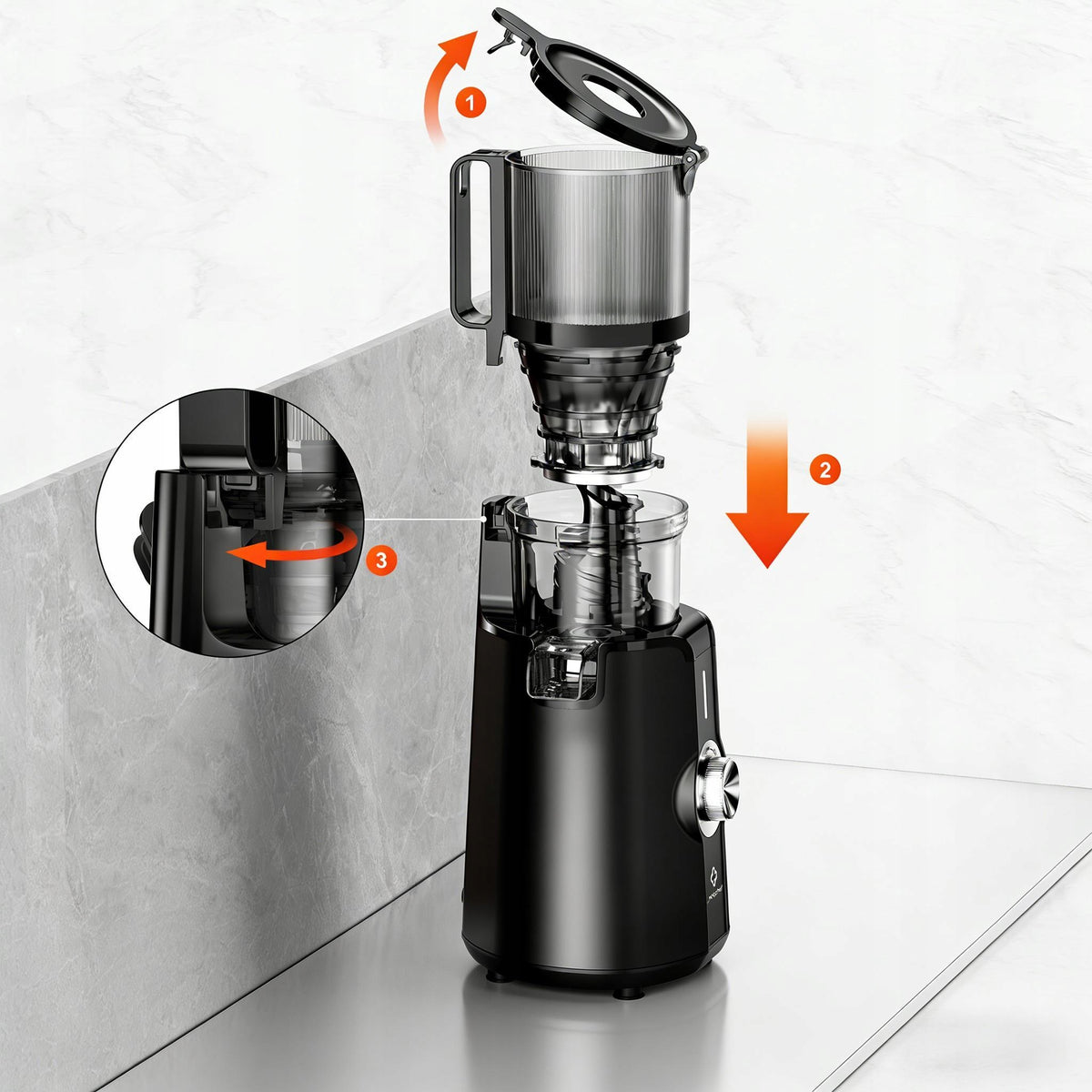 LINKChef Sokowirówka wolnoobrotowa 200W szeroki otwór 11,5cm 1200ml czarny Packaging status original