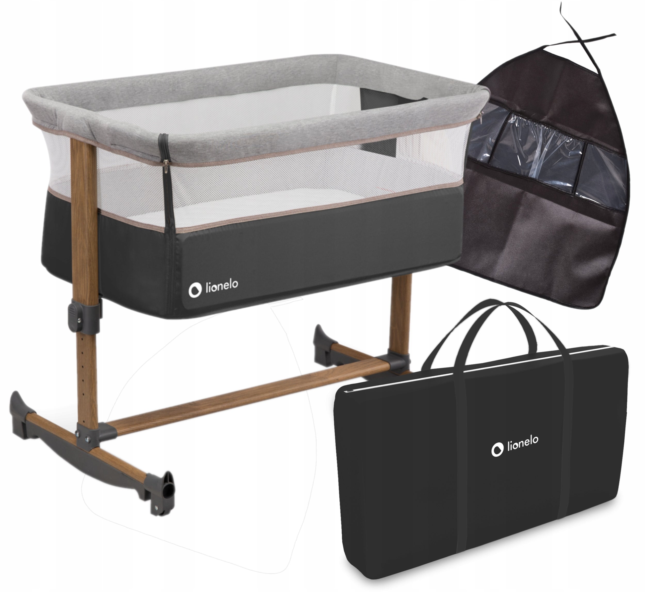 LIONELO Leonie Grey Stone Cot with Mattress and Bag Brand Lionelo