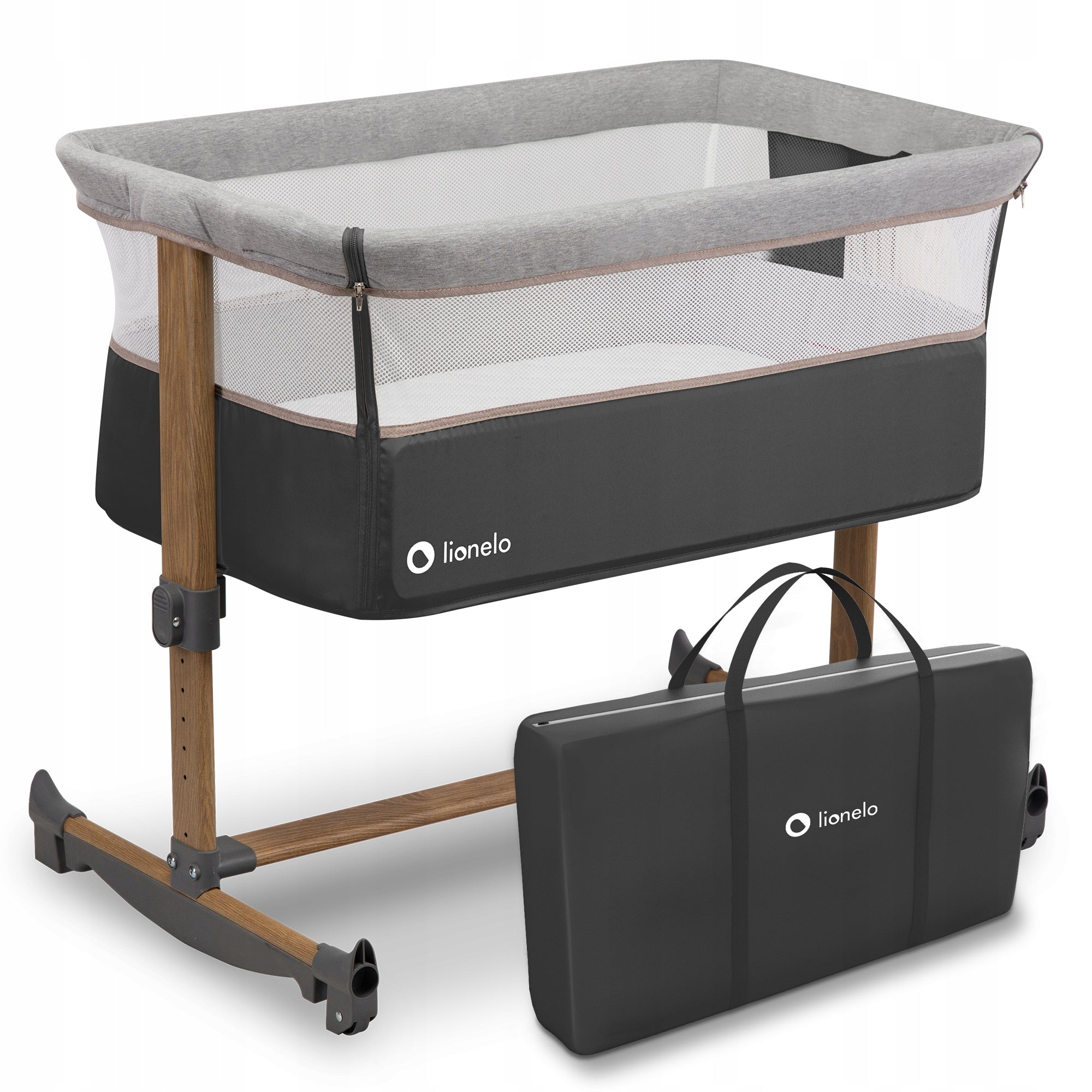 LIONELO Leonie Grey Stone Cot with Mattress and Bag Manufacturer code LO-LEONIE GREY STONE