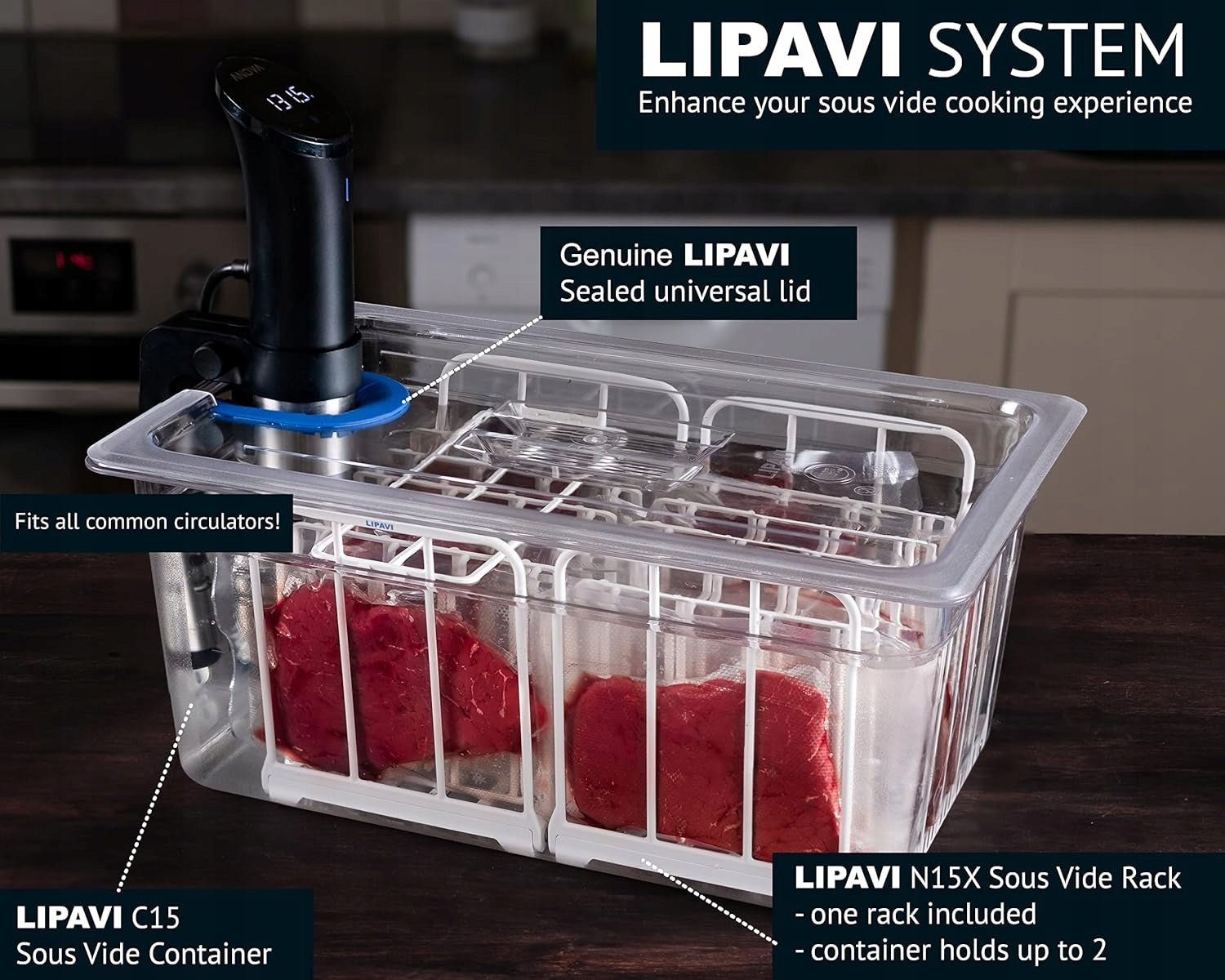 LIPAVI cooking rack sous vide capacity 15 liters polycarbonate white Brand no brand