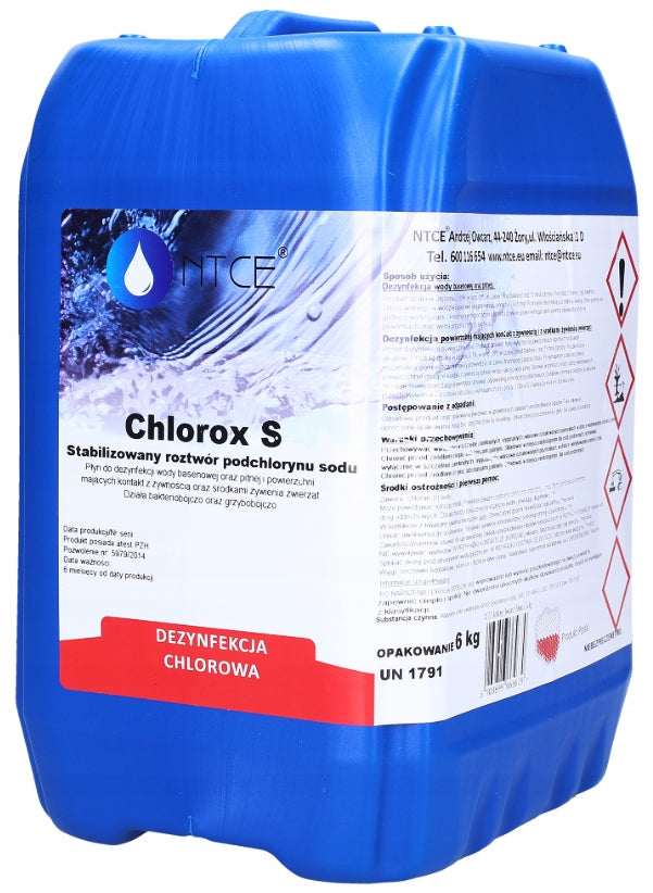 LIQUID CHLORINE SODIUM HYPOCHLORITE 15% FOR WELL WATER POOL JACUZZI 5L Manufacturer code CHLOROX_S_ALGOFIX_1000