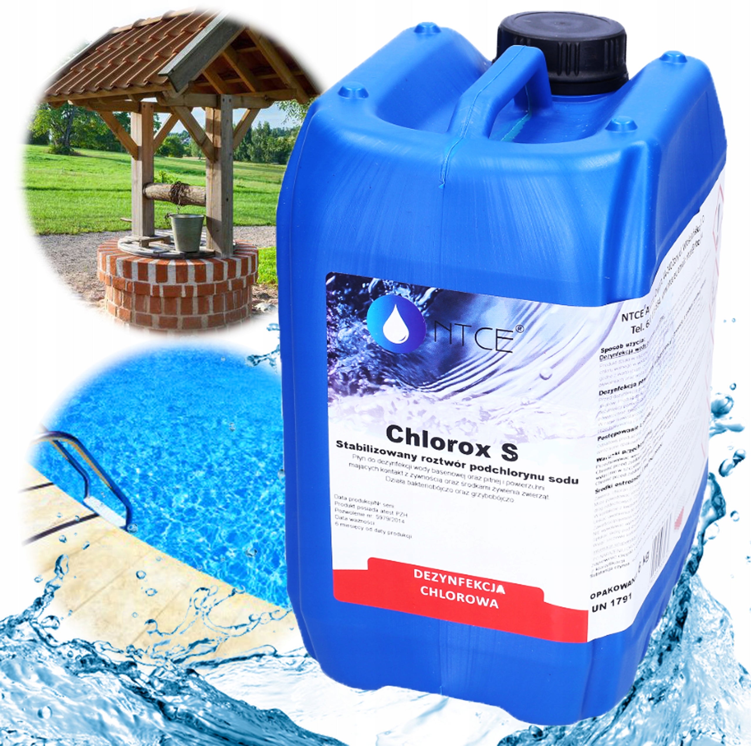LIQUID CHLORINE SODIUM HYPOCHLORITE 15% FOR WELL WATER POOL JACUZZI 5L