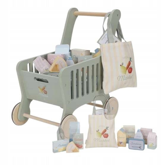 LITTLE DUTCH WOODEN SHOPPING CART WITH ACCESSORIES TO PLAY IN STORE 3+