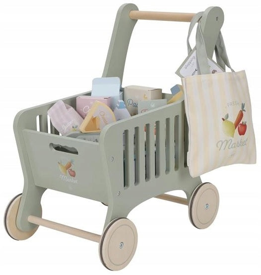 LITTLE DUTCH WOODEN SHOPPING TROLLEY FOR CHILDREN +BAG +ADDITIONS Packaging status original