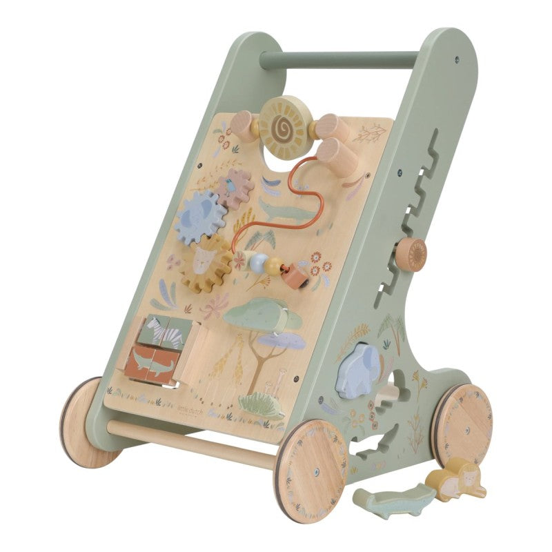 LITTLE DUTCH Wooden Walker Pusher Educational Safari Friends Packaging status original