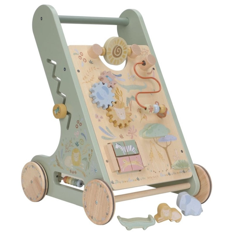 LITTLE DUTCH Wooden Walker Pusher Educational Safari Friends