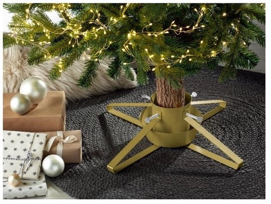 LIVARNO Home gold Christmas tree stand with water container