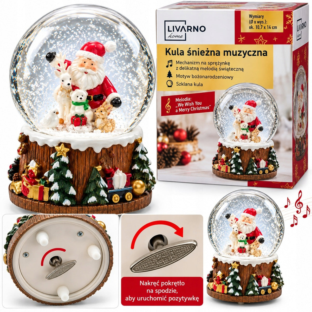 LIVARNO home snowball with music Santa Claus Brand Livarno
