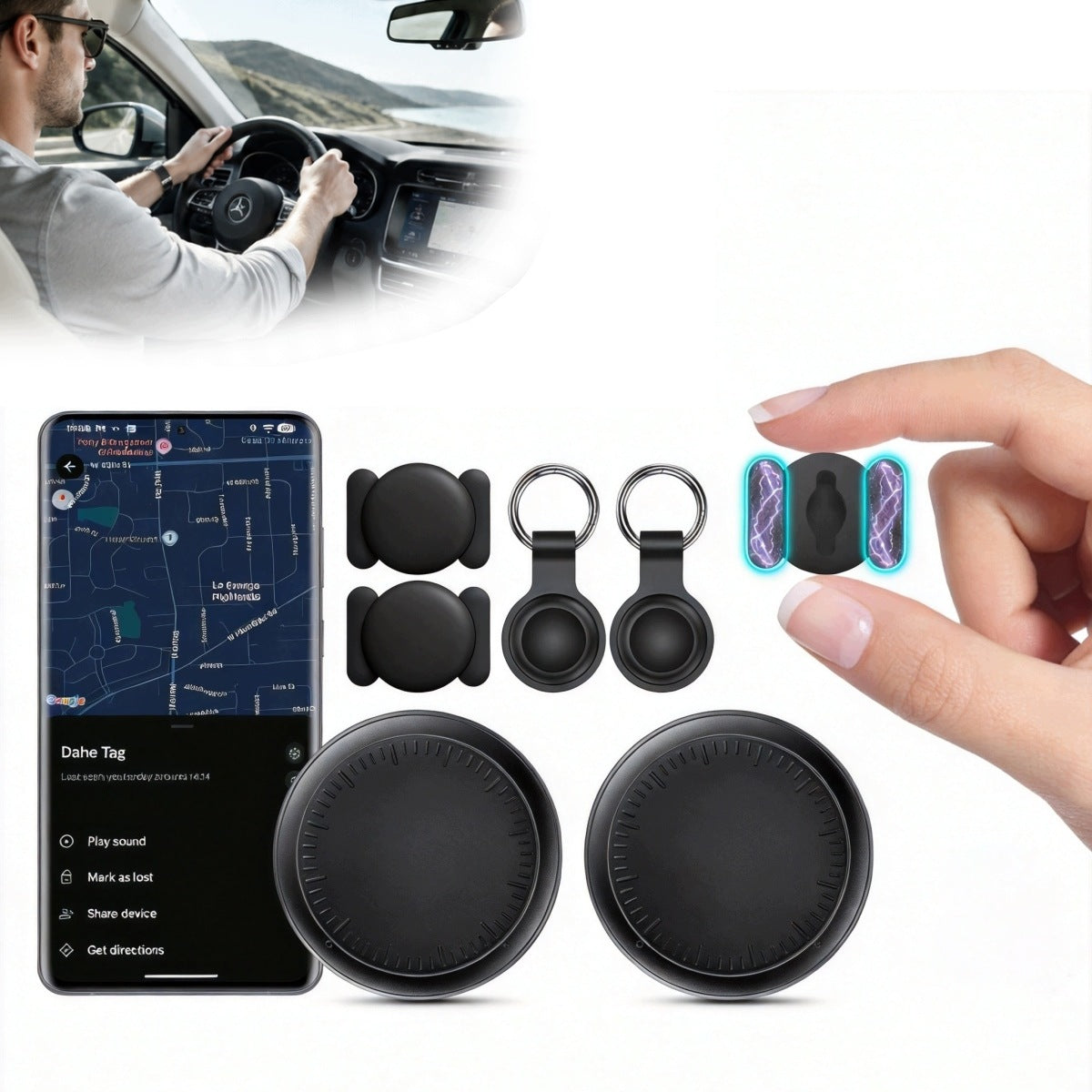 LOCATOR WITHOUT SIM CARD 2PCS WITH ANDROID APPLICATION – MAGNET AND CASE