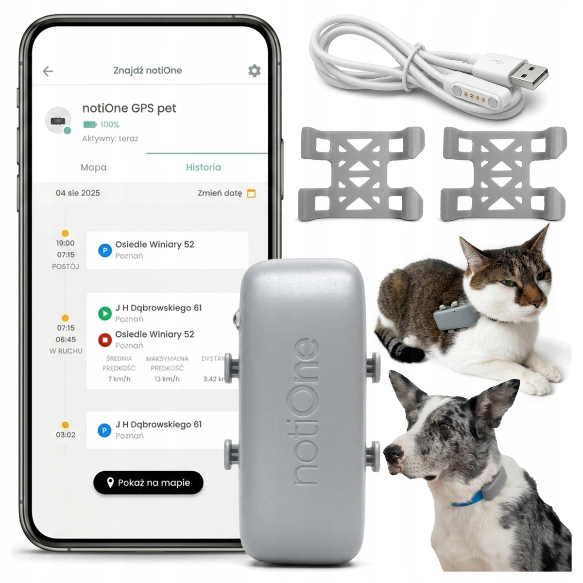 LOCATOR notiOne GPS PET BASIC WITHOUT SUBSCRIPTION FOR DOG CAT ANDROID iOS