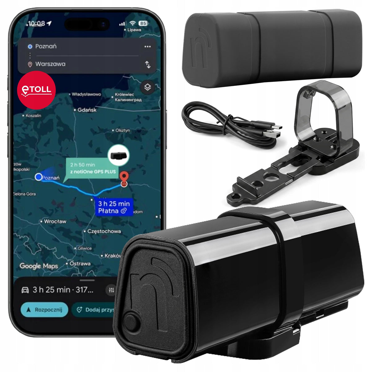 LOCATOR notiOne GPS PLUS LIFETIME e-TOLL TRANSFER TO THE BIKE CAR +ETUI