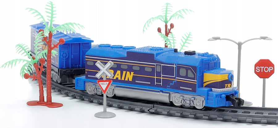 LOCOTOYS QUEUE WITH TRACK 215 CM FREIGHT TRAIN LOCOMOTIVE + WAGON LIGHT