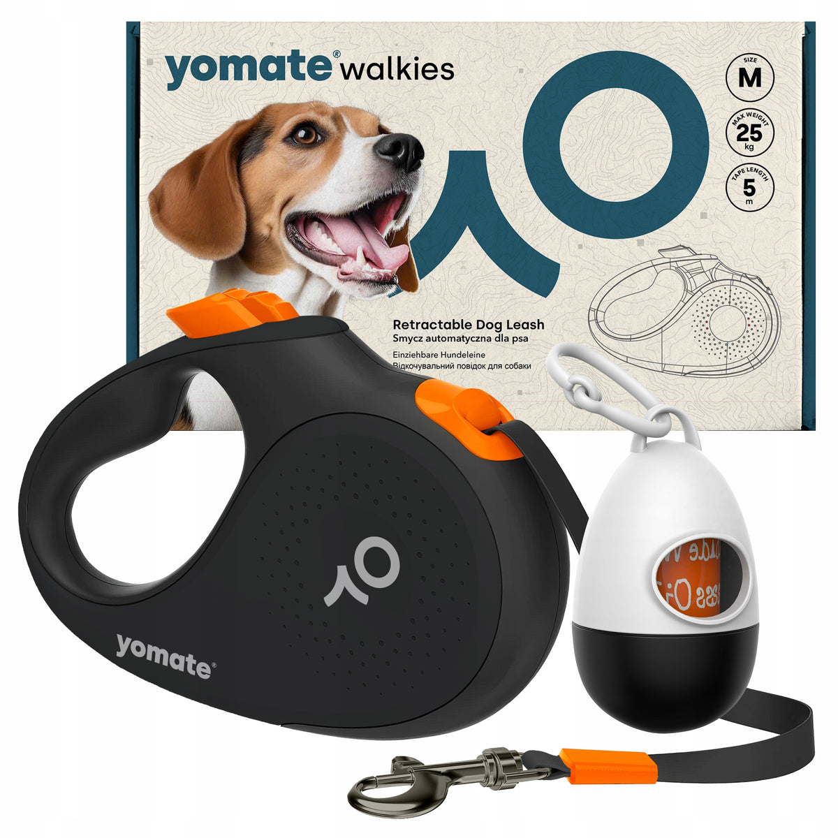 LONG LANYARD AUTOMATIC DOG TAPE 5M TO 25KG STRONG COMFORTABLE GOOD