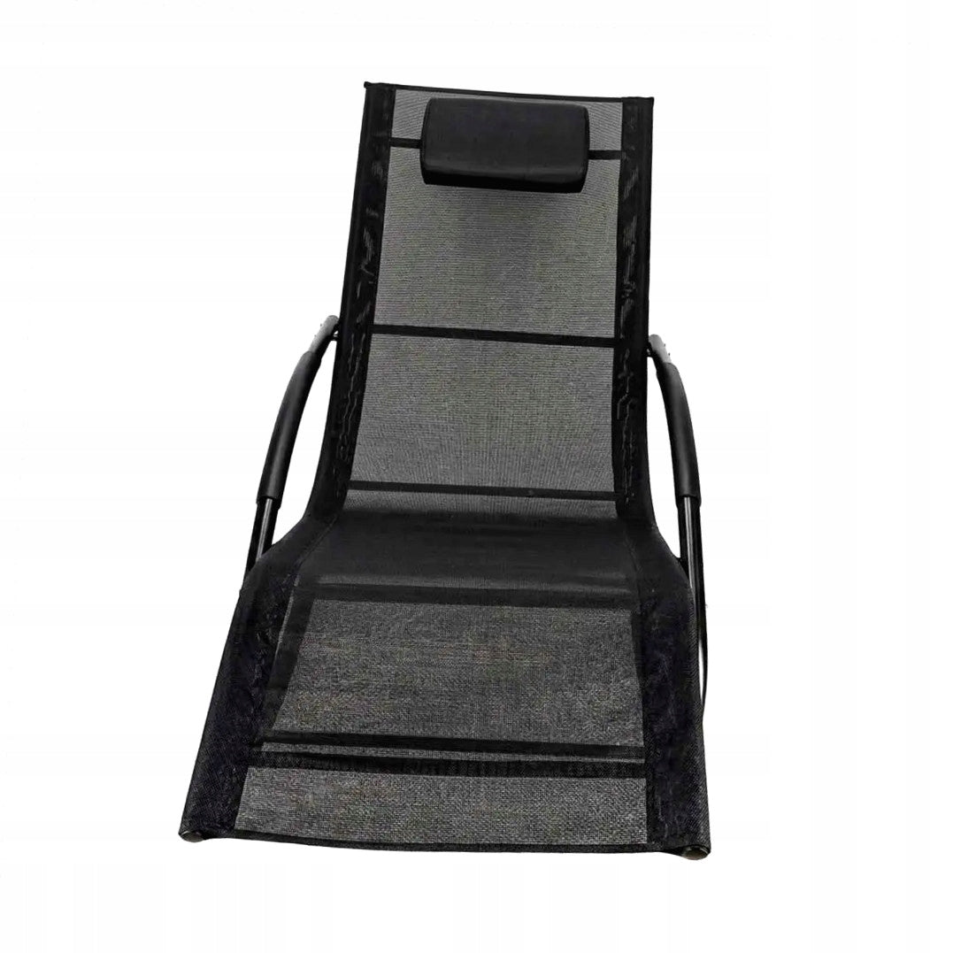 LUARO Garden Sun Lounger Rocking Chair with Headrest Aluminum Black Manufacturer code leżak ogrodowy luaro bujany z zagłówkiem