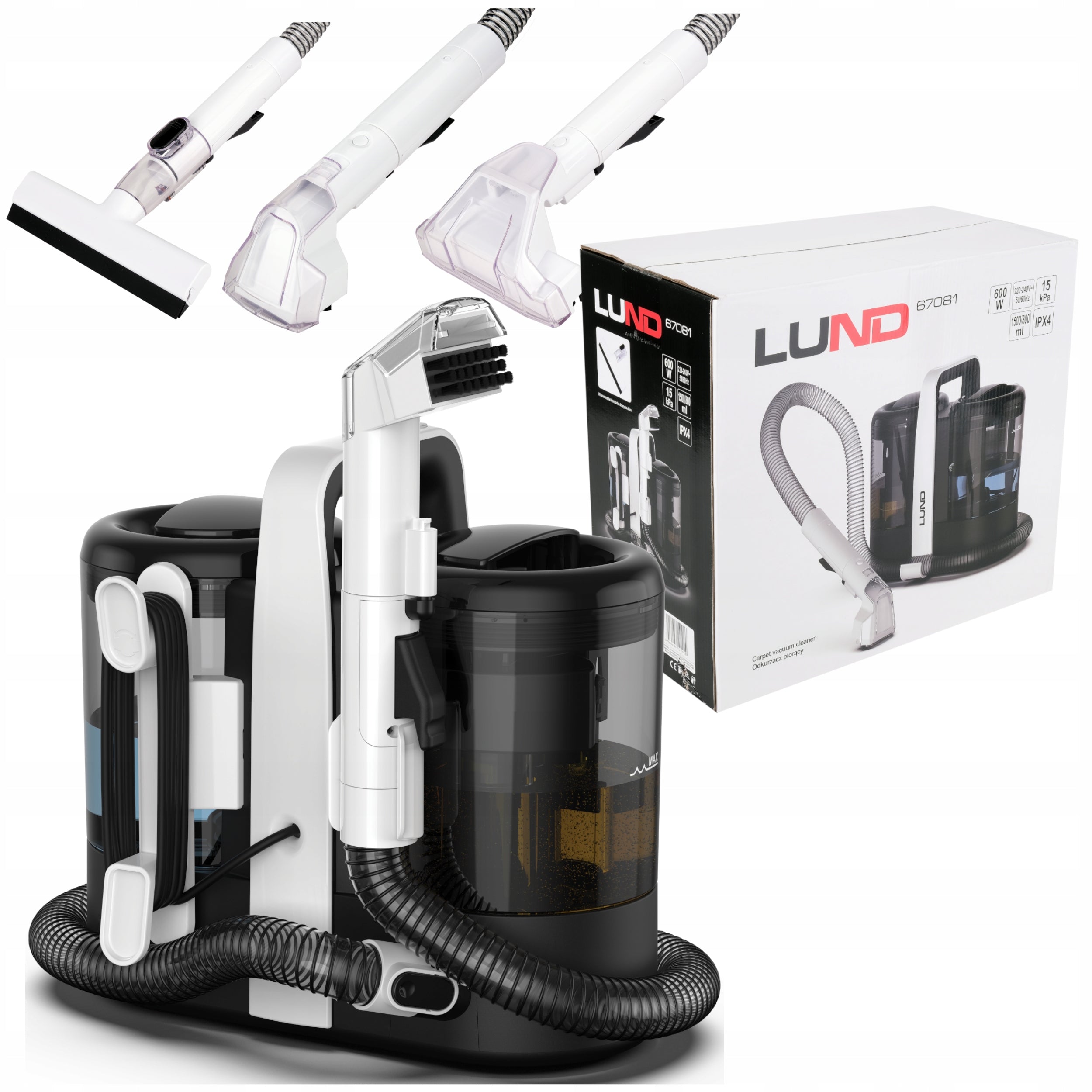 LUND 600W UPHOLSTERY CARPET VACUUM CLEANER WITH WINDOW WASHER FUNCTION