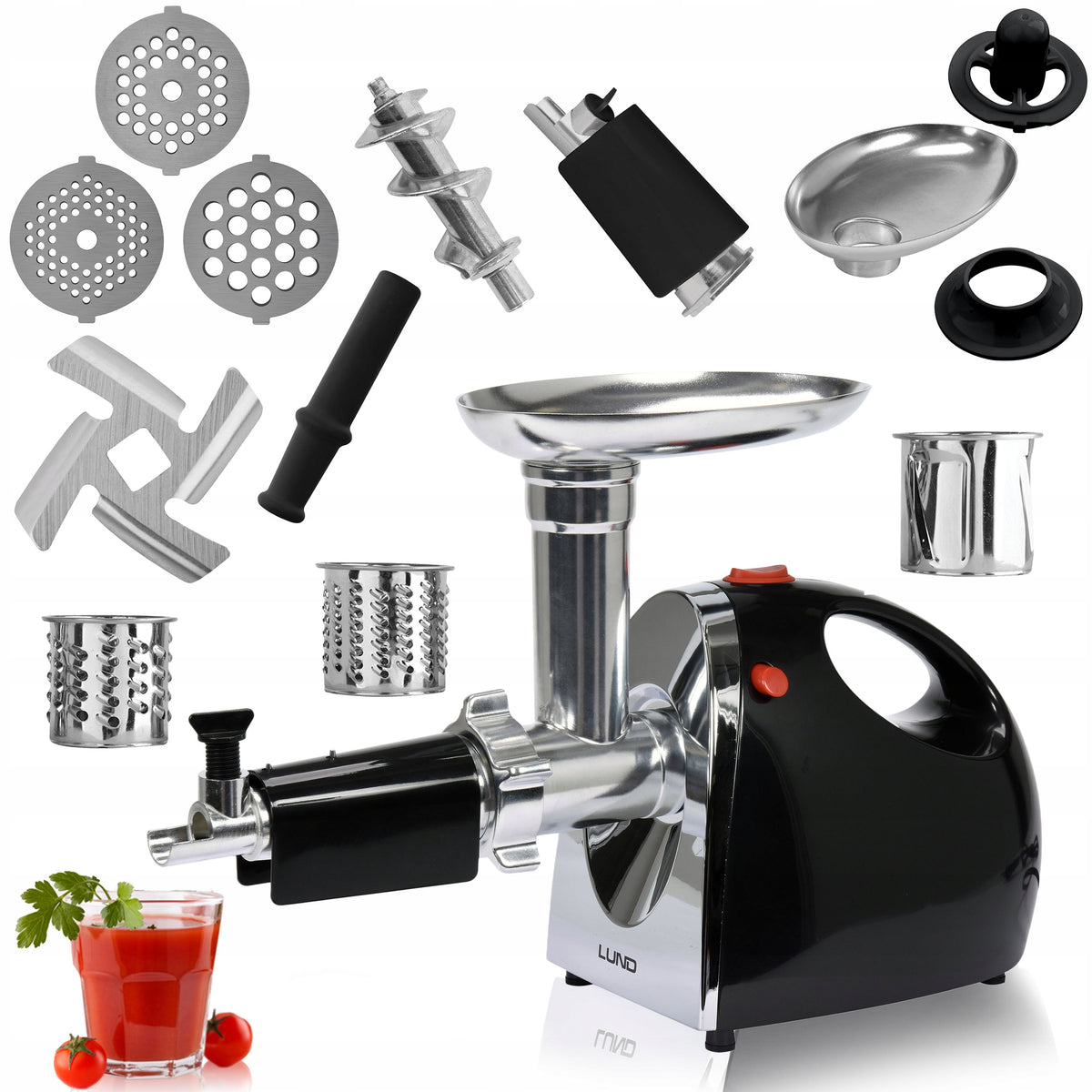 LUND ELECTRIC MEAT GRINDER 1200W 5 IN 1 SAUSAGE NOZZLE