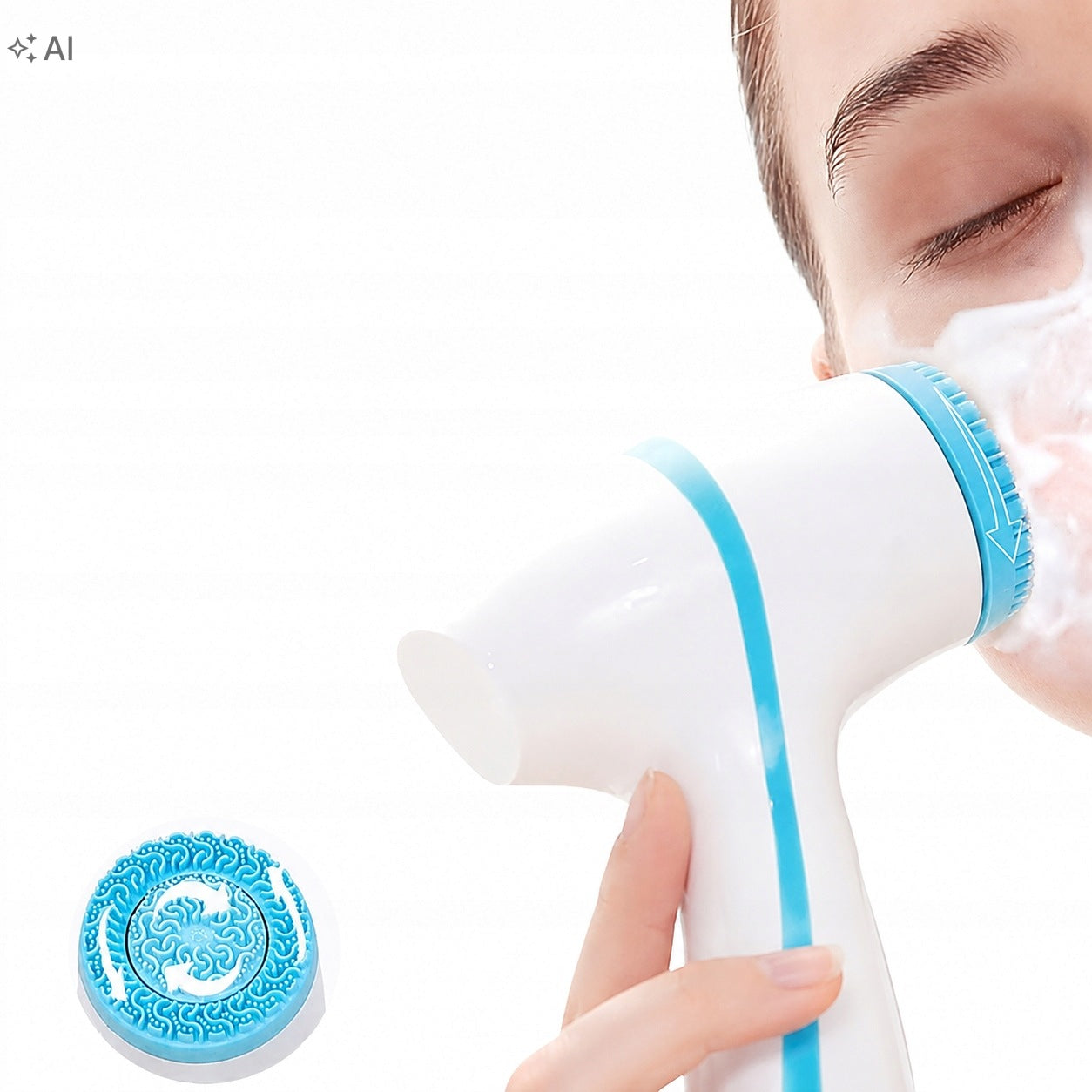 LUOWAN USB Face Sonic Toothbrush 3 Silicone Tips Manufacturer code NIEBIESKA