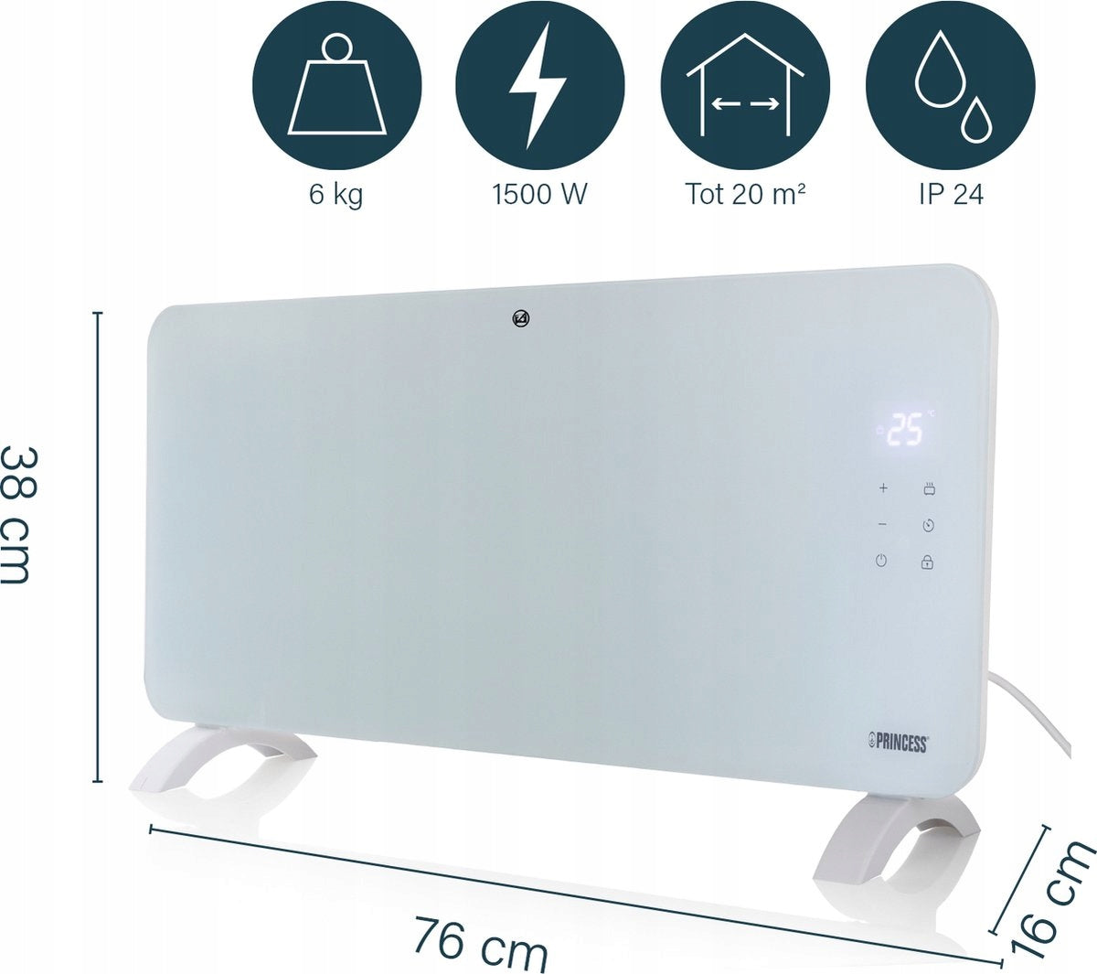 LUX CONVECTOR HEATER ELECTRIC GLASS HEATING PANEL ECO 1500W app Packaging status original