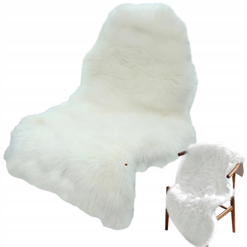 LUXURY CARPET MADE OF NATURAL WHITE SHEEPSKIN LOOSE THICK HAIR 60X100CM