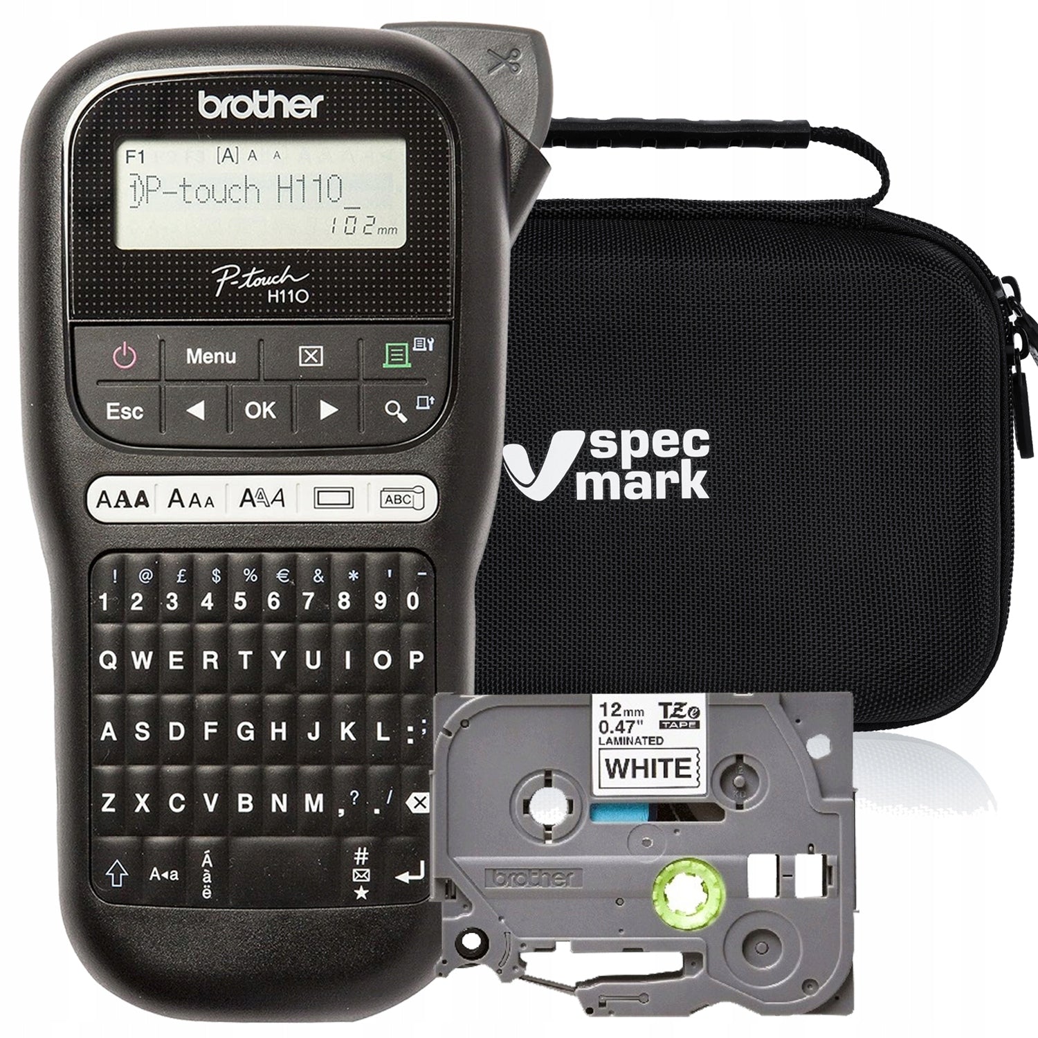 Label printer Brother PT-H110 suitcase + TZe-231 holster case set TZ231