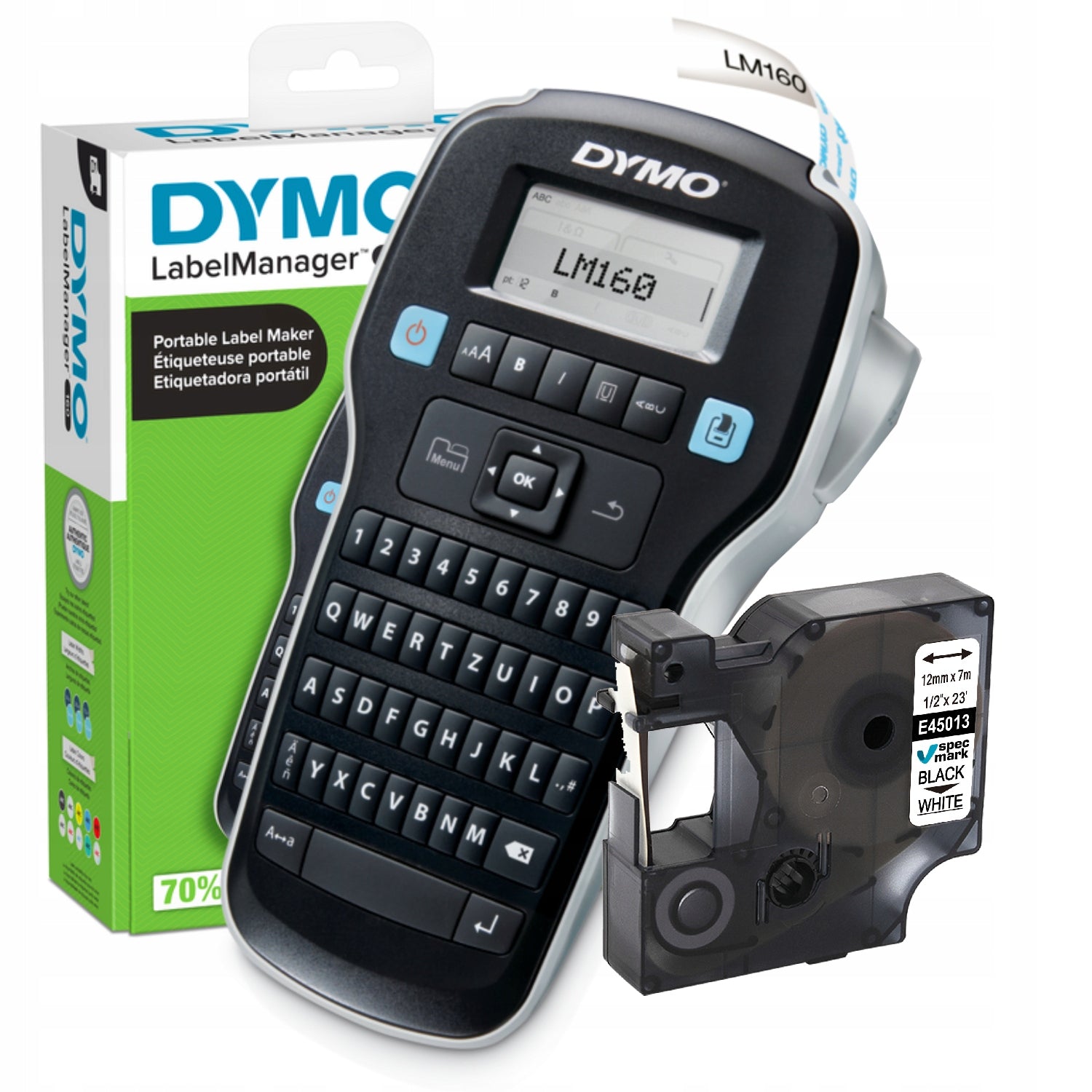 Label printer DYMO LM160 Label Manager + tape D1 45013 12mm white Packaging status original