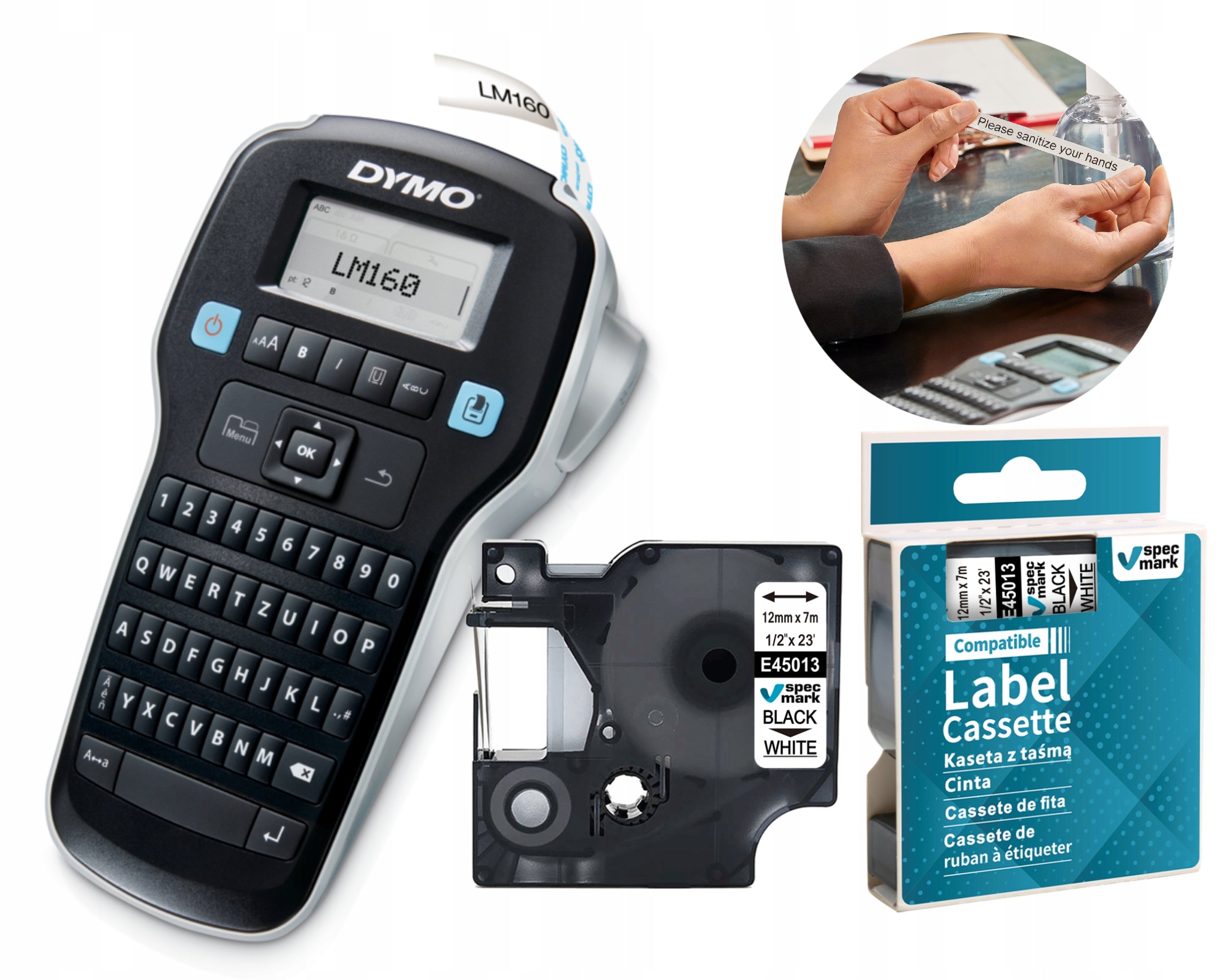Label printer DYMO LM160 Label Manager + tape D1 45013 12mm white