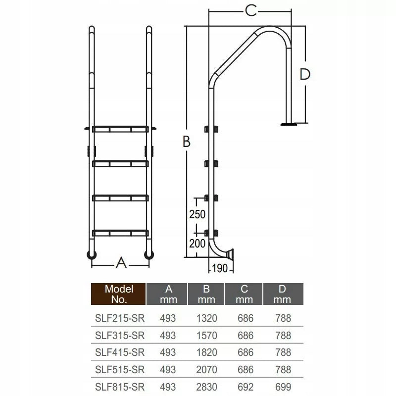 Ladder Pool Ladder EMAUX SL 4 Degrees 4 Stairs Stainless Steel 504 EAN (GTIN) 5903855087934