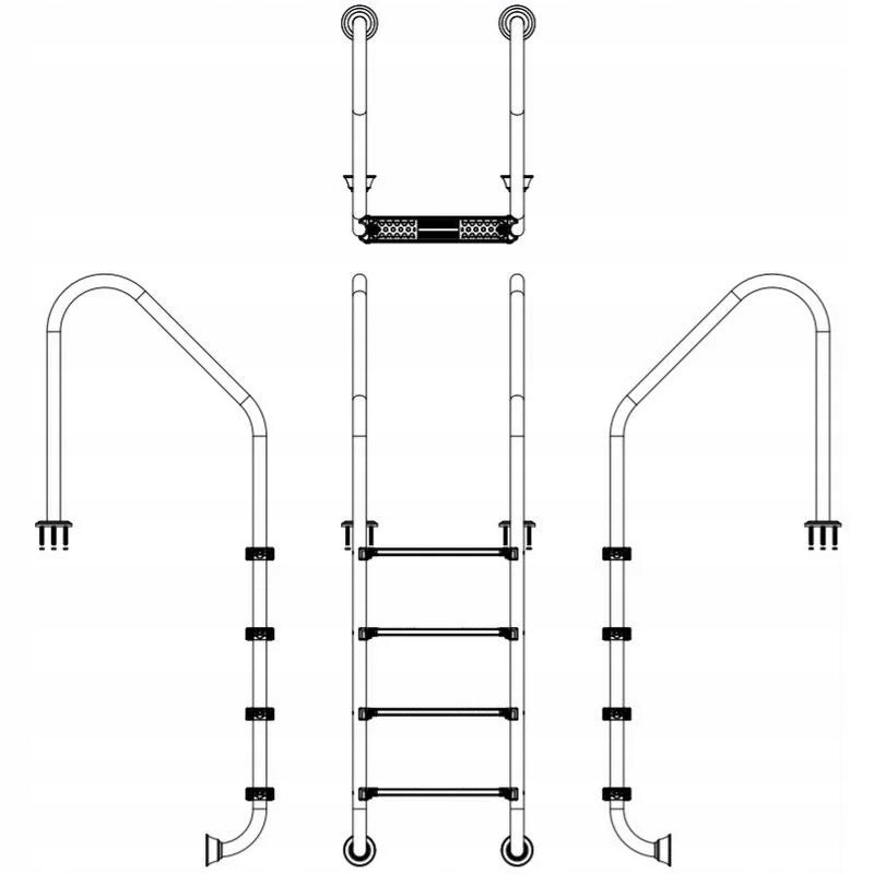 Ladder Pool Ladder EMAUX SL 4 Degrees 4 Stairs Stainless Steel 504 Manufacturer no brand