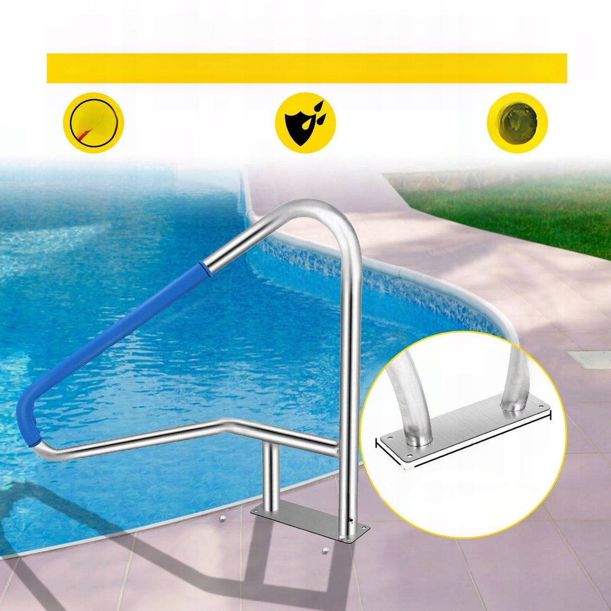 Ladder handrail pool outdoor steel 139x81cm anti-slip for spa hotel Manufacturer code poręcz do basenu