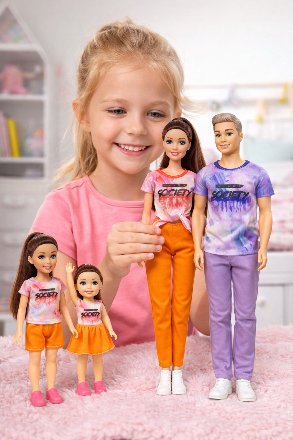 Lalka Family Ken Mom DaughterI Children Doll Set 4 Pcs Kids 3+ Packaging status original