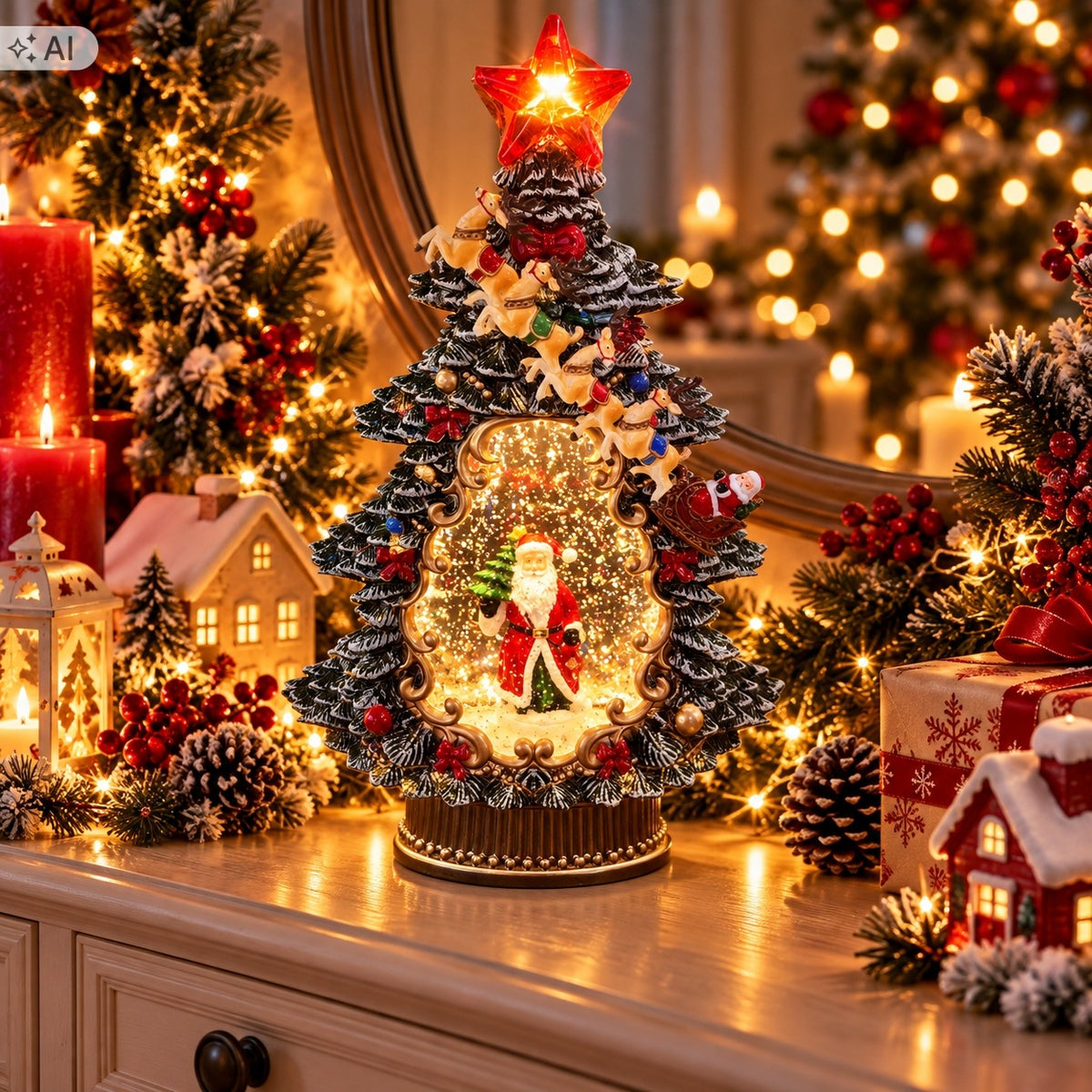 Lantern-snowball in the shape of a Christmas tree – Santa Claus Packaging status original
