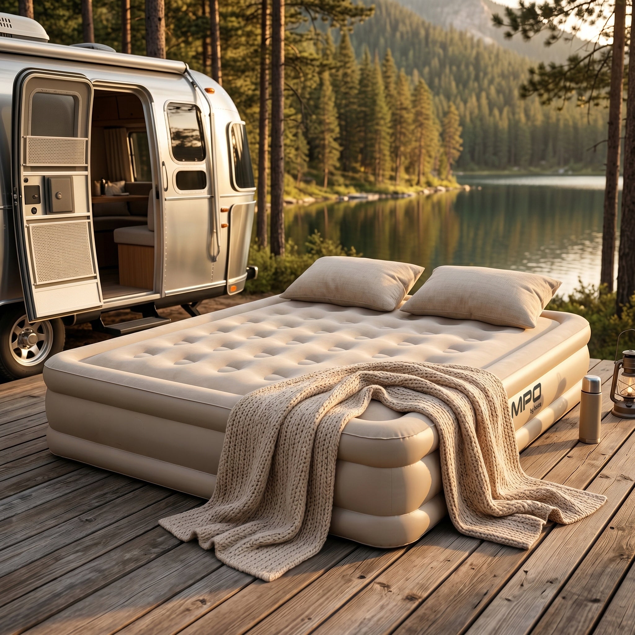 Large 2-Person Inflatable Mattress 200x150x40 +Wireless Pump+LED Lamp Packaging status original