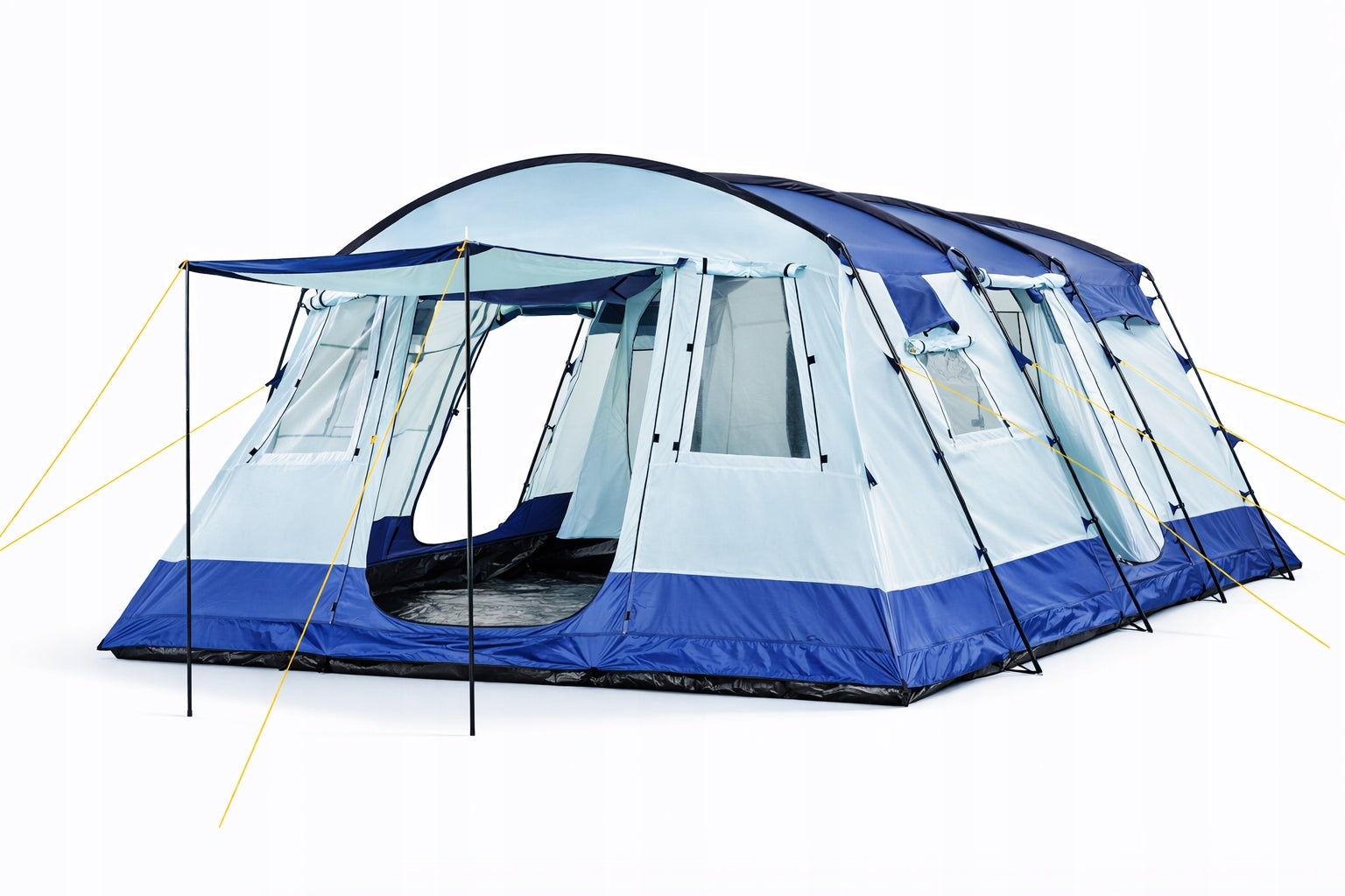 Large 25m² Tent NEVADA XXL 6 -12 people 5000mm integrated! Black cabins!