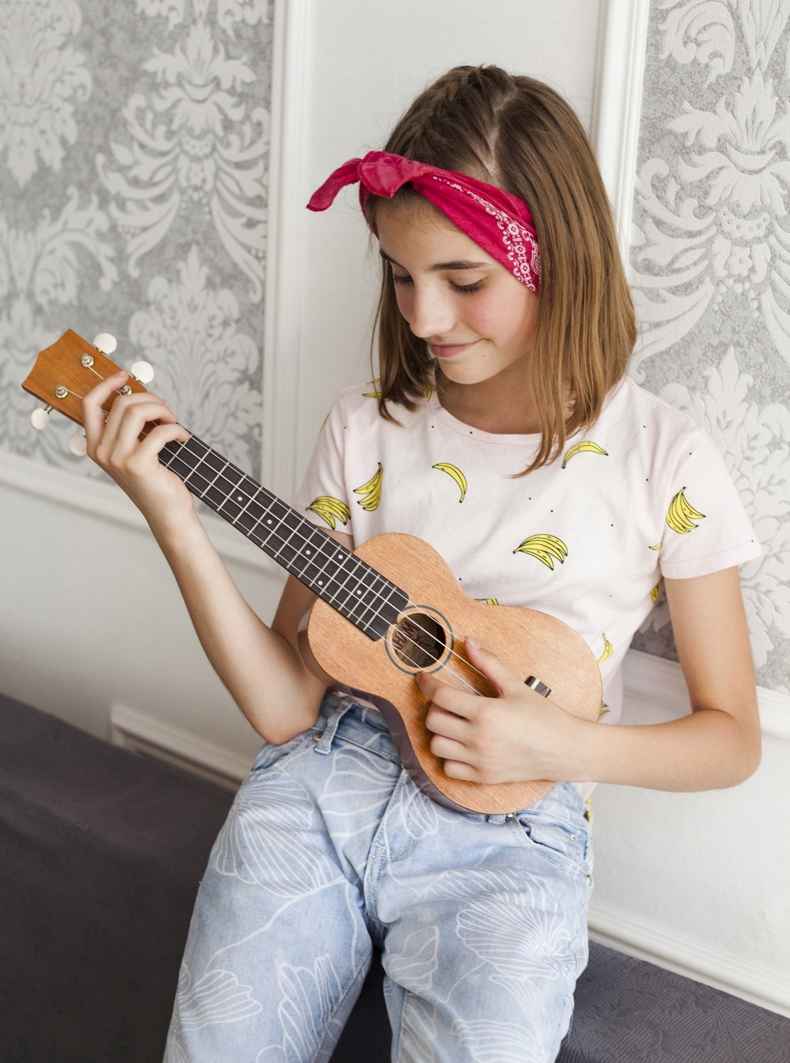 Large ACOUSTIC GUITAR toy instrument for children 5183 Brand Biały