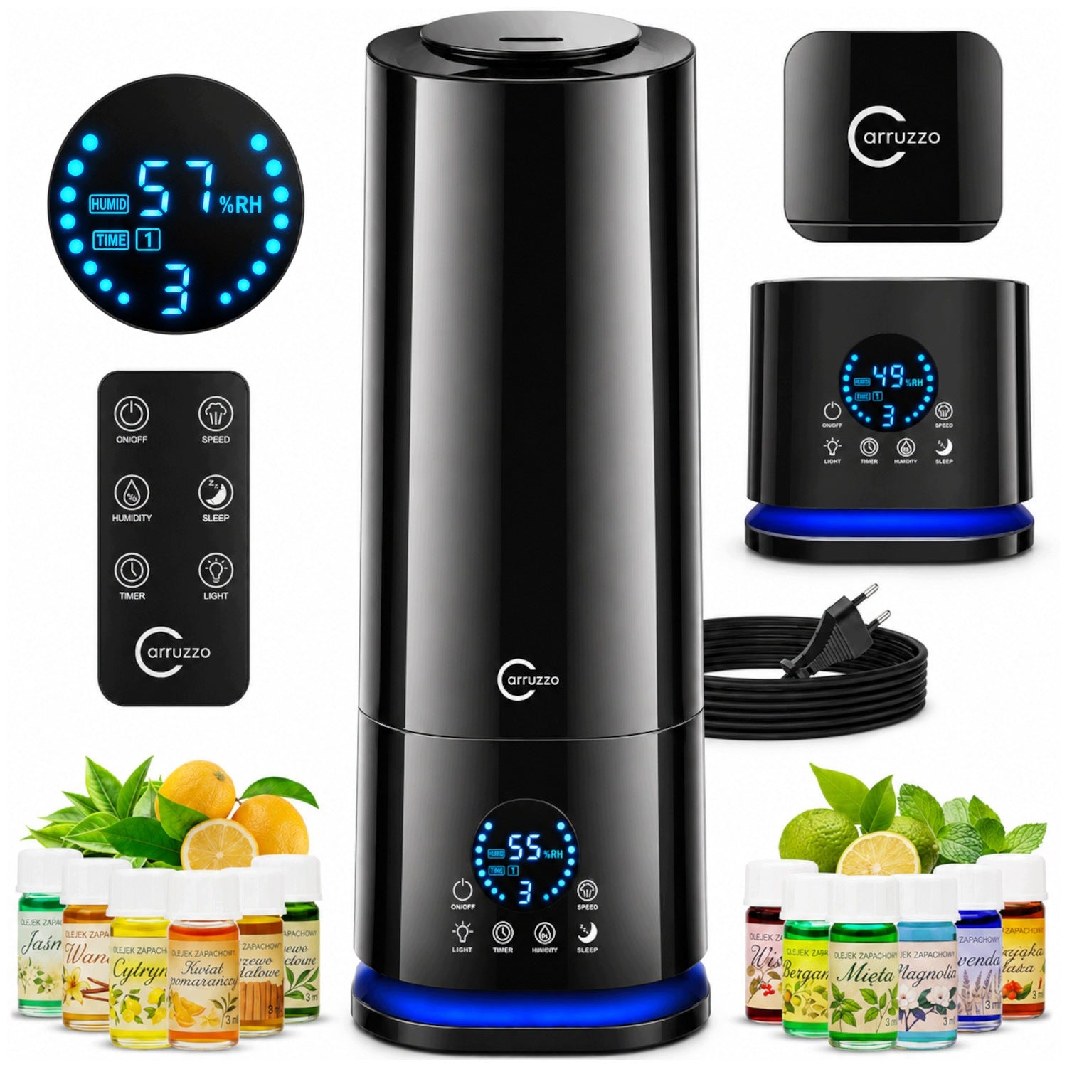 Large Air Humidifier AUTOMATIC + AROMATHERAPY 7in1 + 12 OILS PILOT