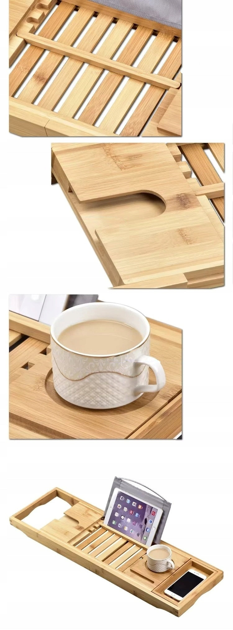 Large Bathtub Shelf Adjustable Bamboo Home SPA Overlay Tray Bamboo XXL 4 Manufacturer code Tacka 04 Półka Na Wannę