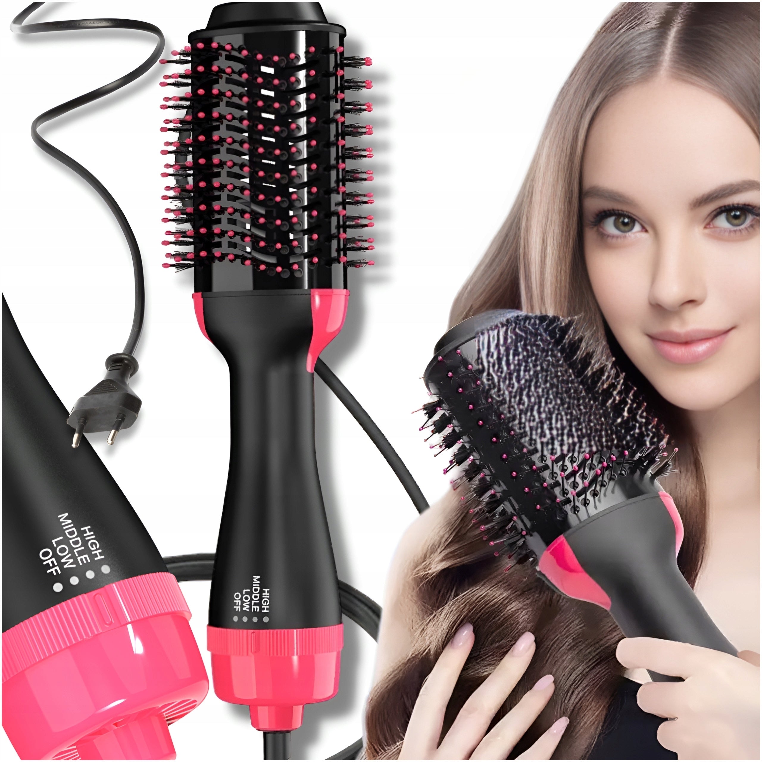 Large Brush Hair Dryer Curler Straightener Hair Styling 4in1 STRONG