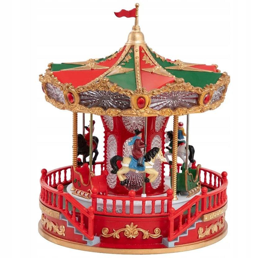 Large Carousel Magic Village LED Winter Town Christmas Village