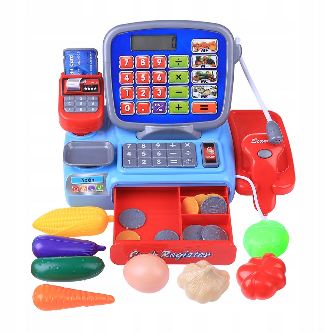 Large Cash Register Fiscal Shop with Calculator Scanner Weight Shopping+Accessories 5in1