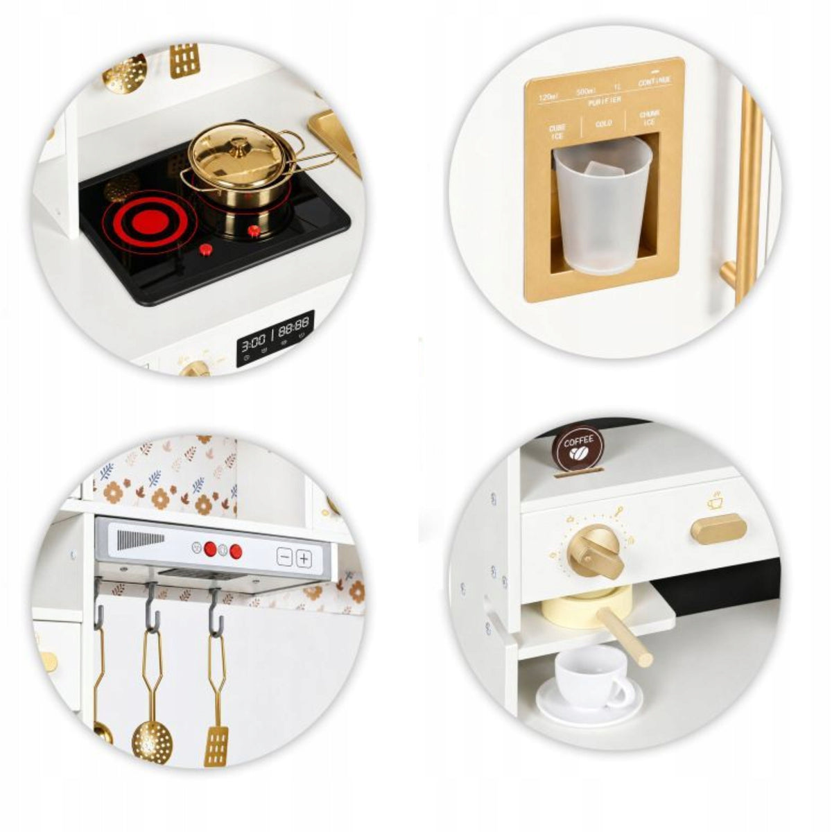 Large Children's Kitchen Wooden Light Sound Washing Machine 11 Accessories 93cm Packaging status original