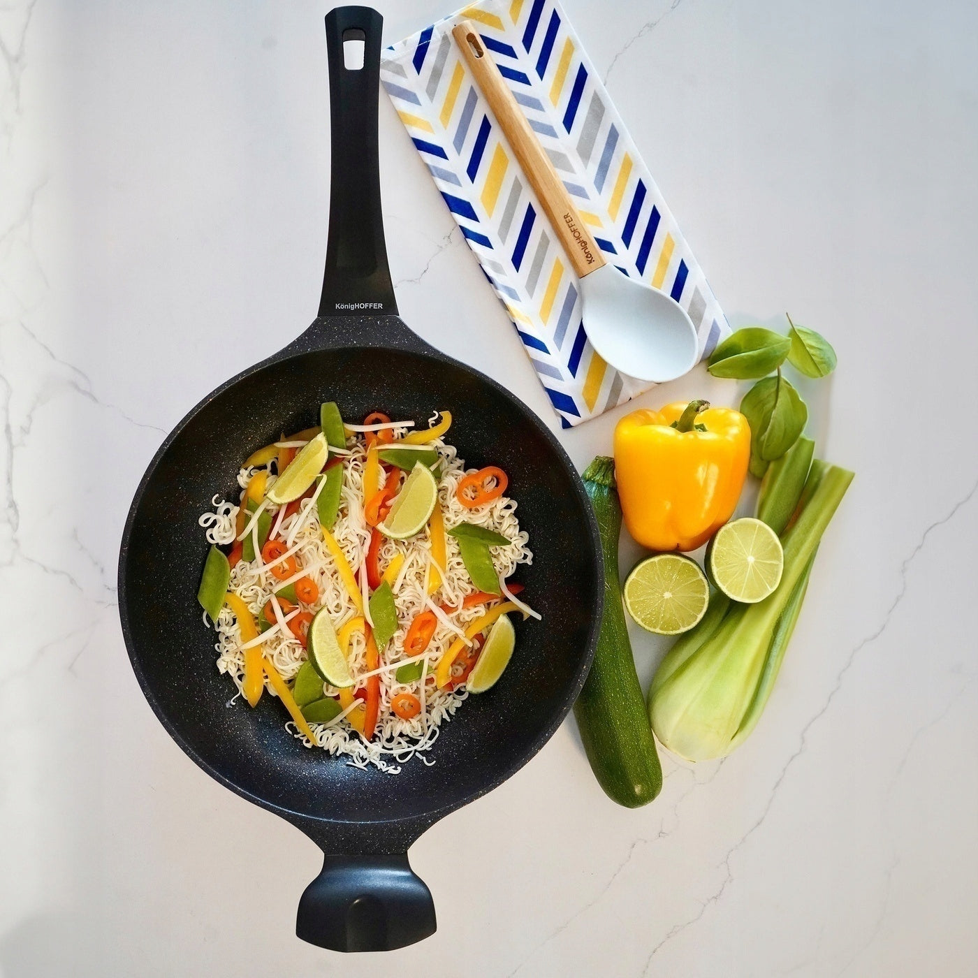 Large DEEP PAN MARBLE WOK pan for induction 30cm Konighoffer Packaging status original