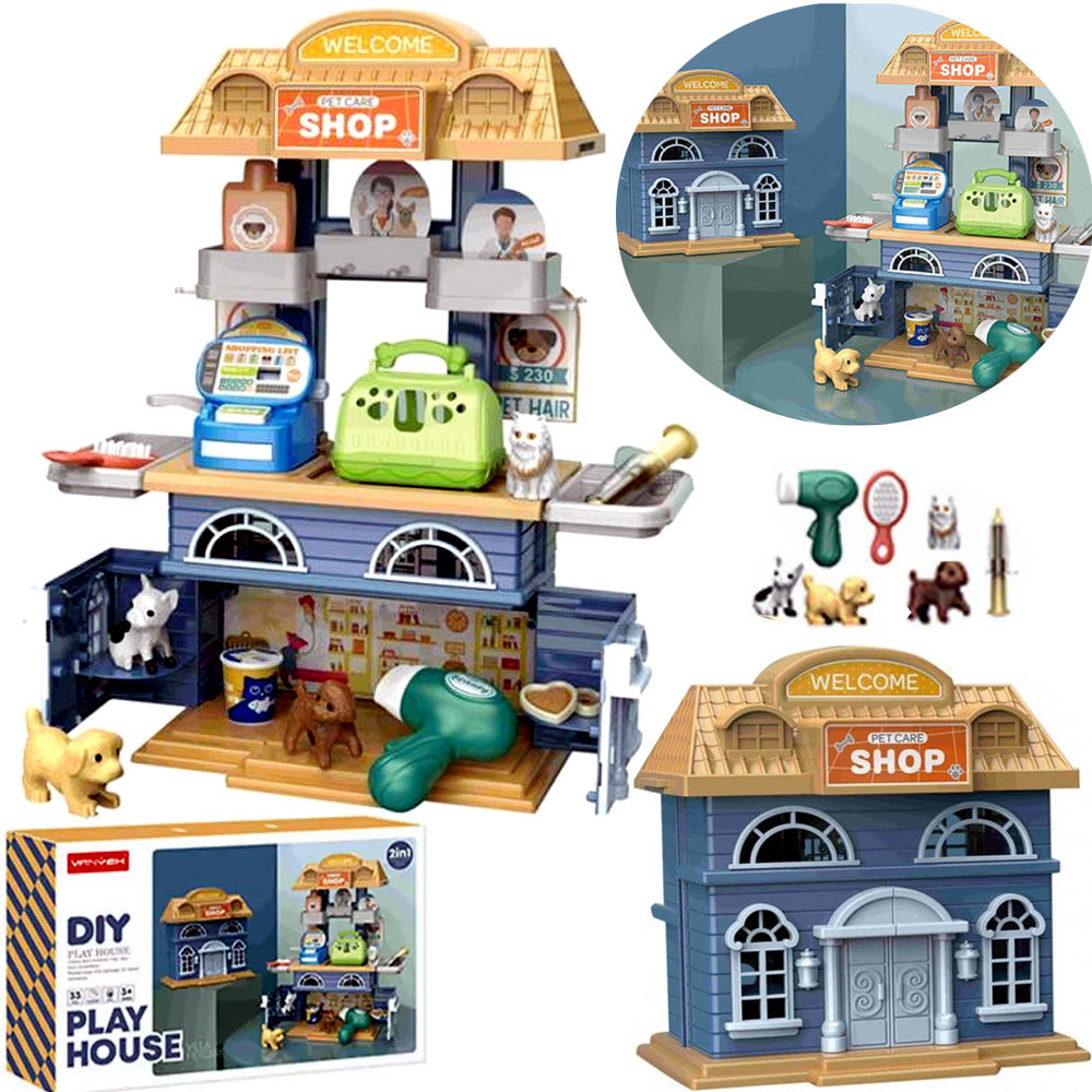 Large DOG Animal House with Beauty Salon Shop