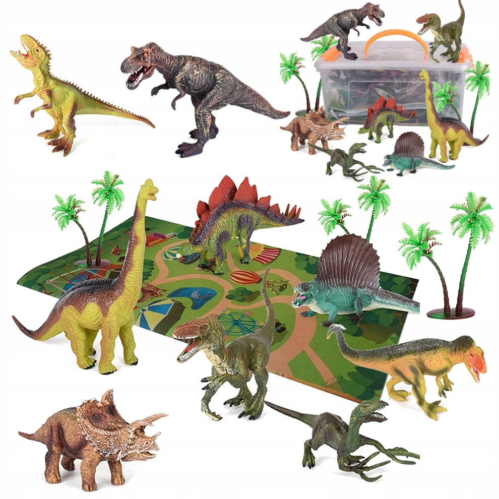 Large Dinosaur Set for Kids Mat Container Accessories Dinosaur